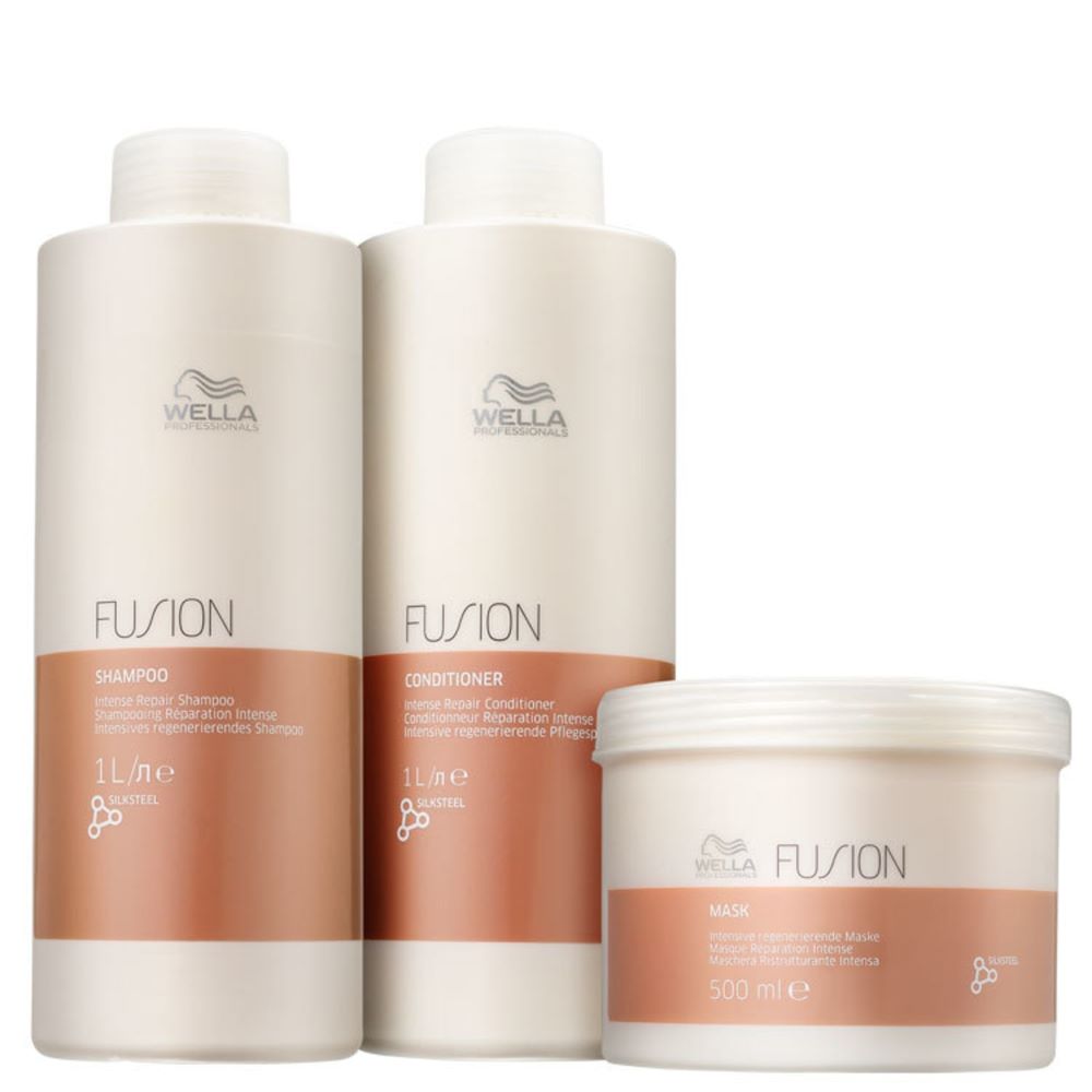 Wella Professionals Kit Fusion Shampoo Condicionador Máscara Reconstrutora Salão